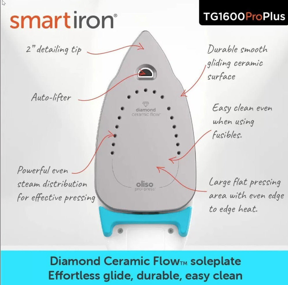 Oliso Iron Proplus in Box - Turquoise sewing and quilting product