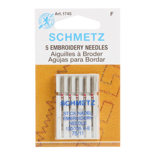Schmetz Embroidery Machine Needle Size 75/11 pk5 , quilting and needlework