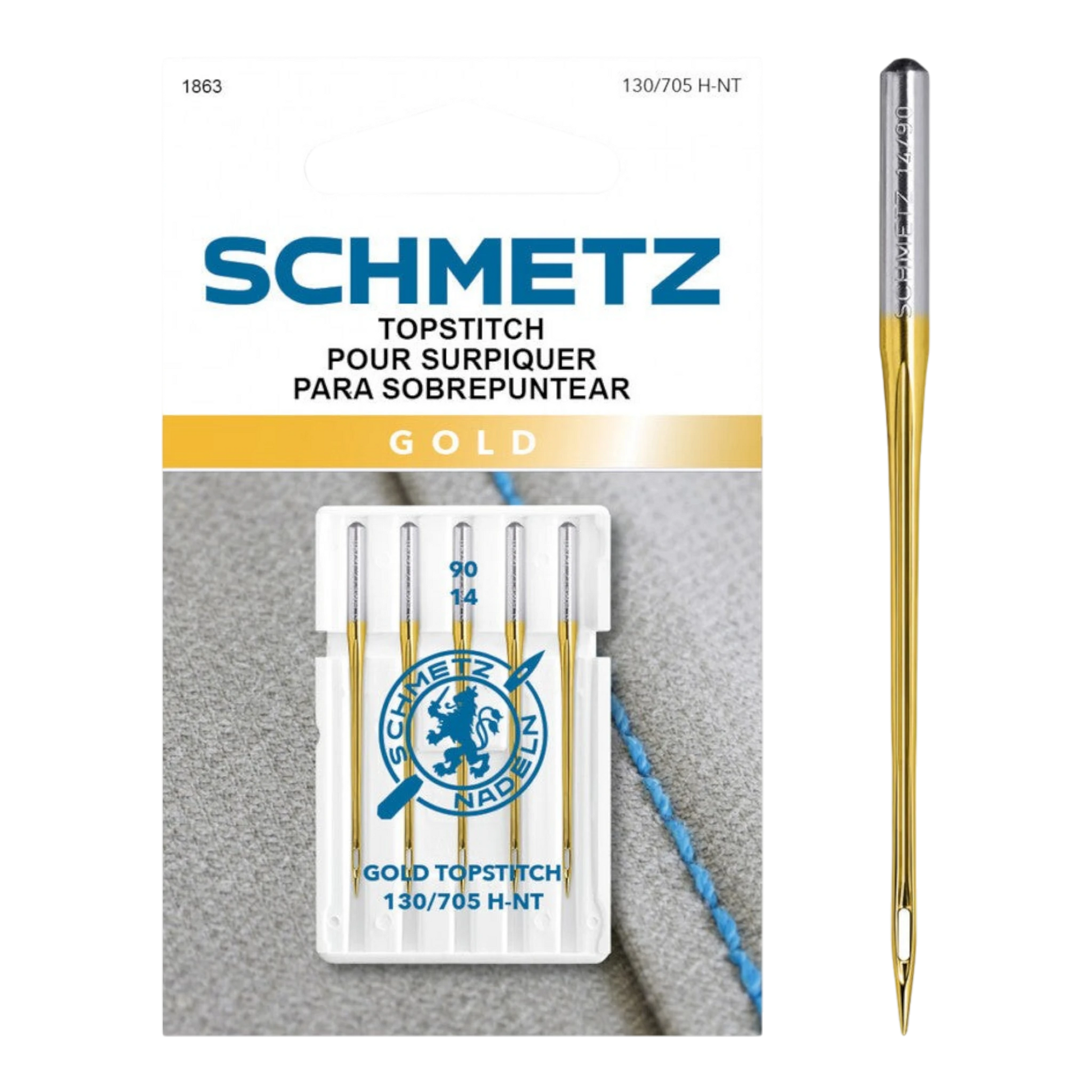 SCHMETZ Gold Topstitch Needles 90/14 , quilting and needlework