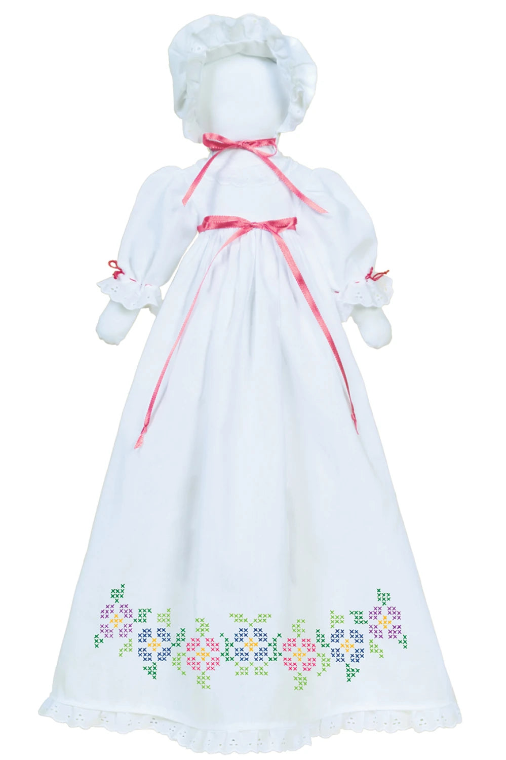 Cross-Stitch Flowers Pillowcase Doll