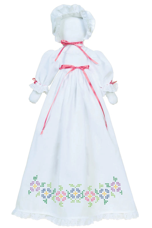 Cross-Stitch Flowers Pillowcase Doll