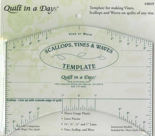 Scallop Vine & Waves Template for precise cutting, marking and patchwork