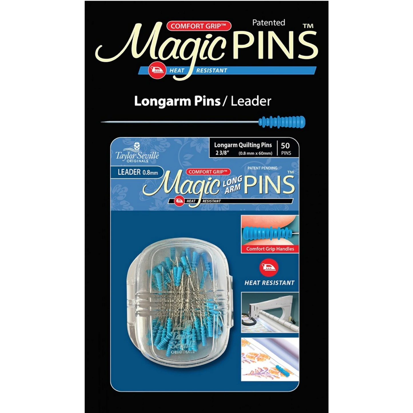 Magic Pins Long Arm Leader 50pc , quilting and needlework
