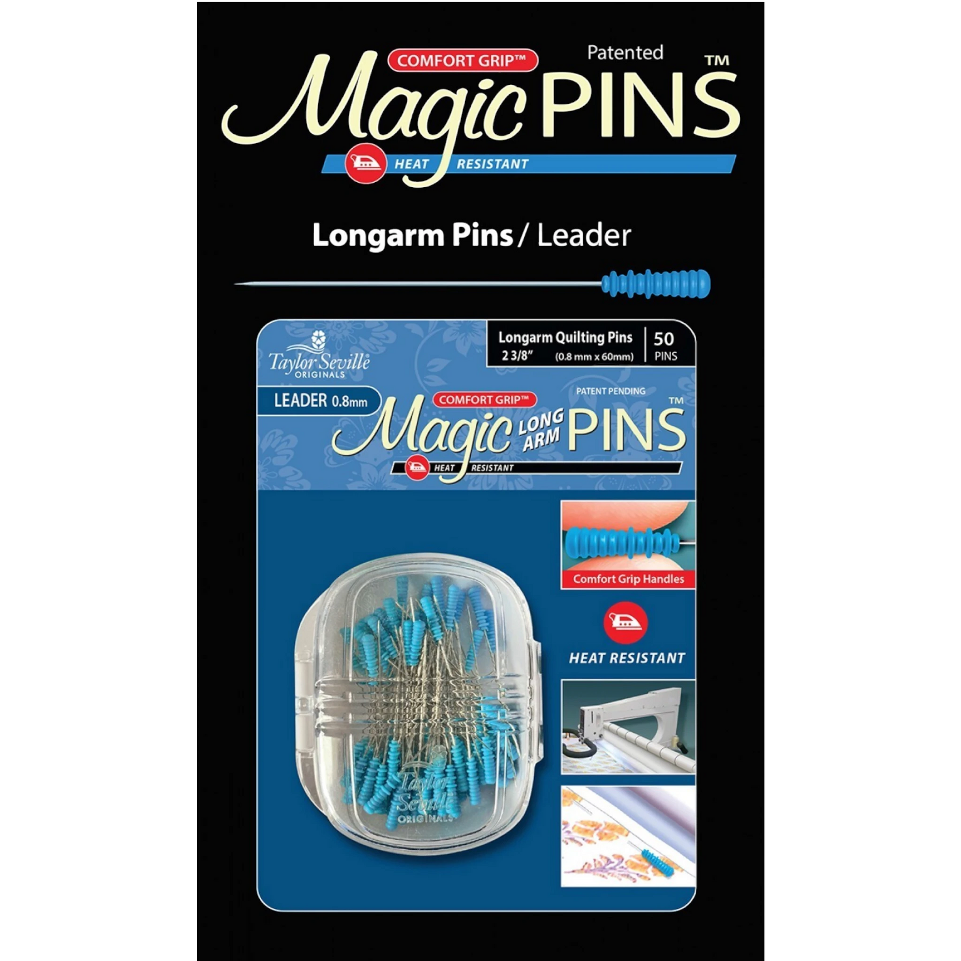 Magic Pins Long Arm Leader 50pc , quilting and needlework
