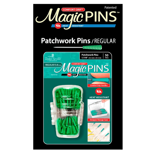 Everything Fabric Taylor Seville Originals Magic Pins Patchwork Regular with heat-resistant green comfort grip heads