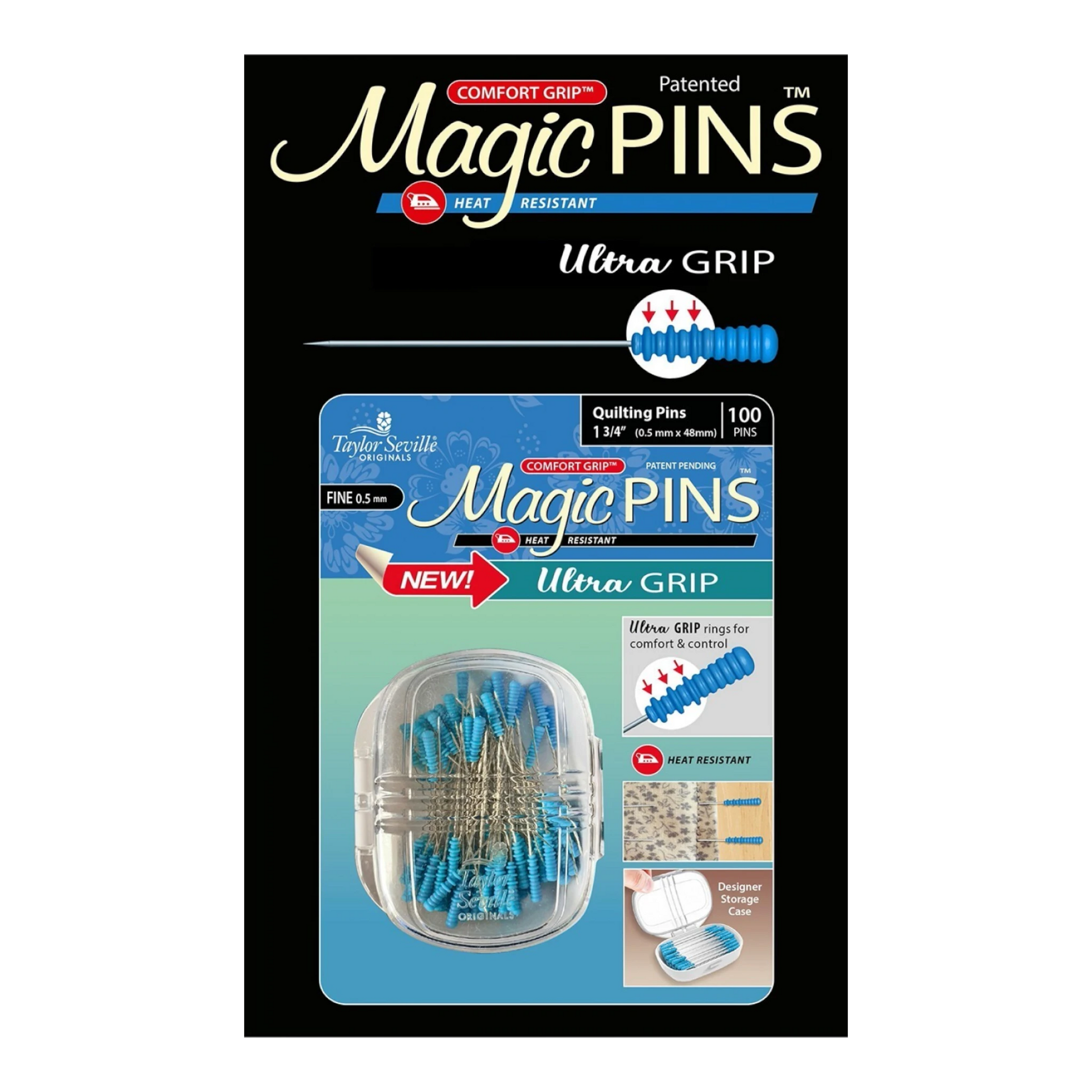 Magic Pins Ultra Grip Quiliting FINE 100pc , quilting and needlework