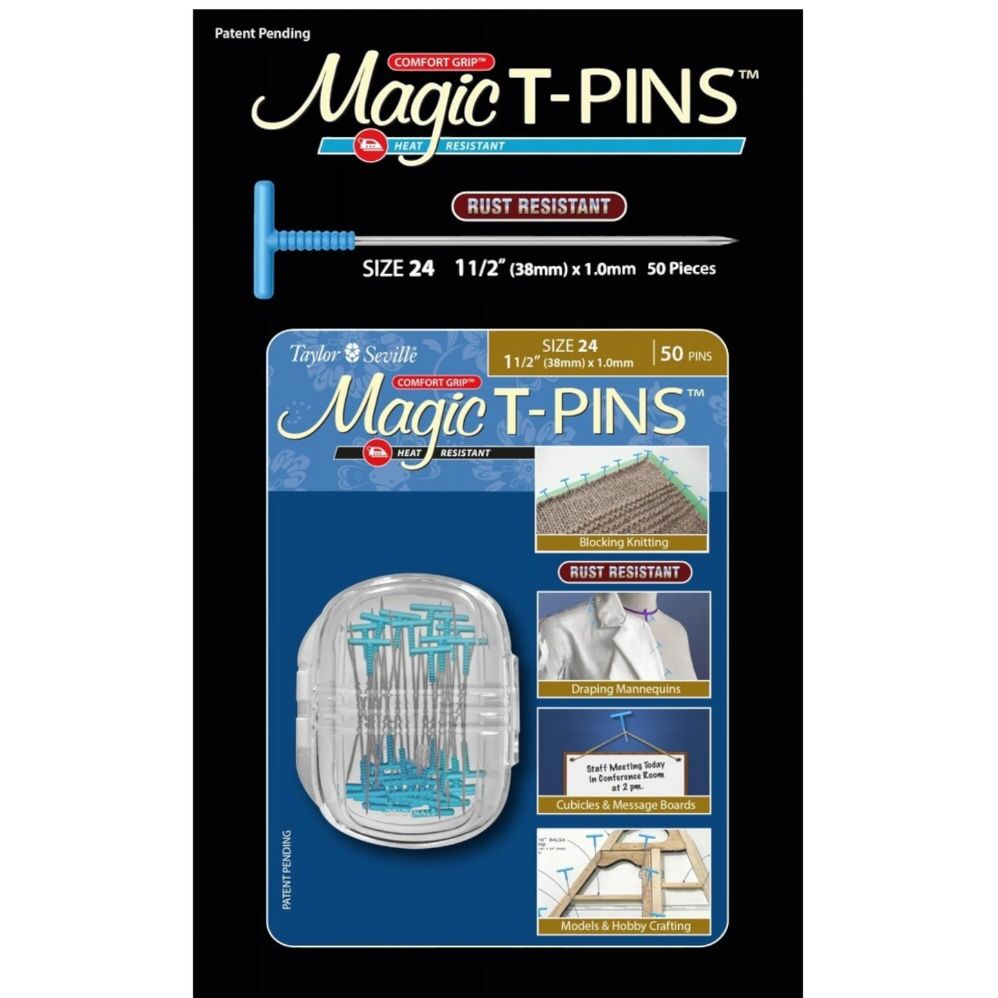 Magic T-Pins Size 24 50pc , quilting and needlework