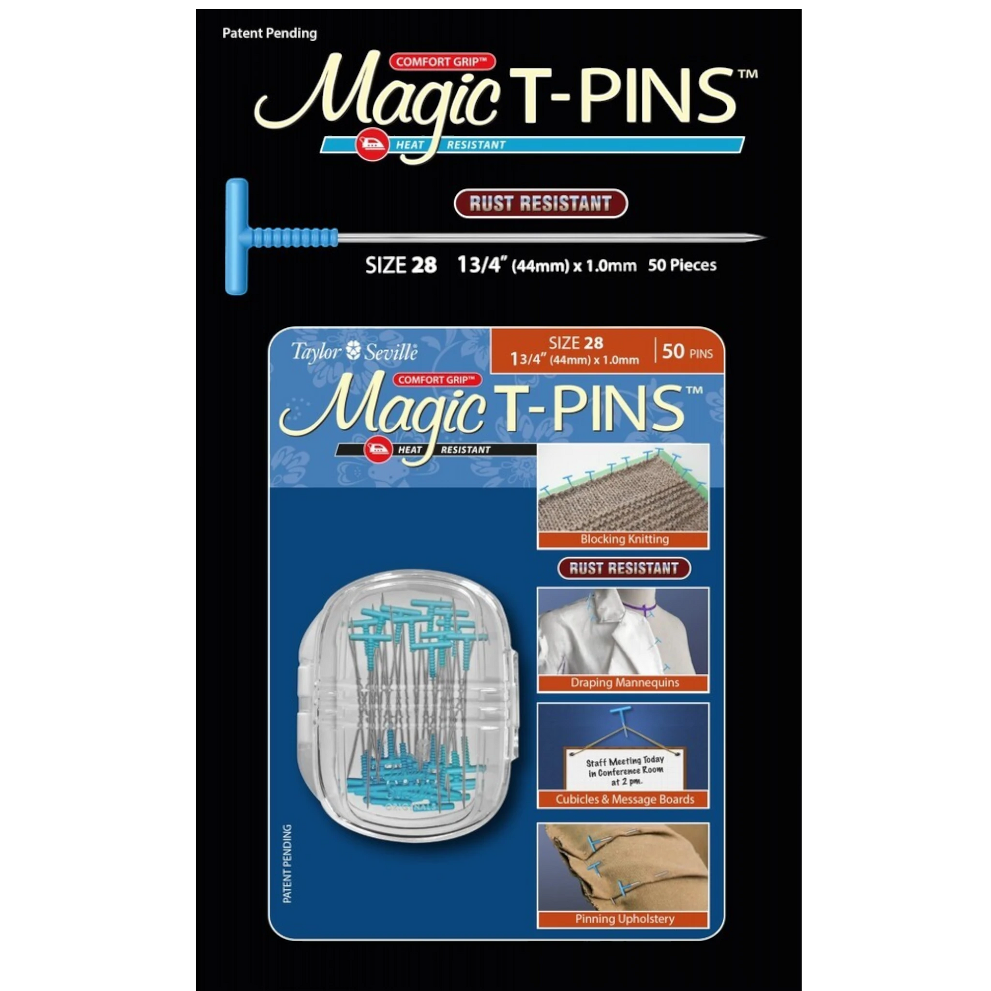 Magic T-Pins Size 28 50pc , quilting and needlework