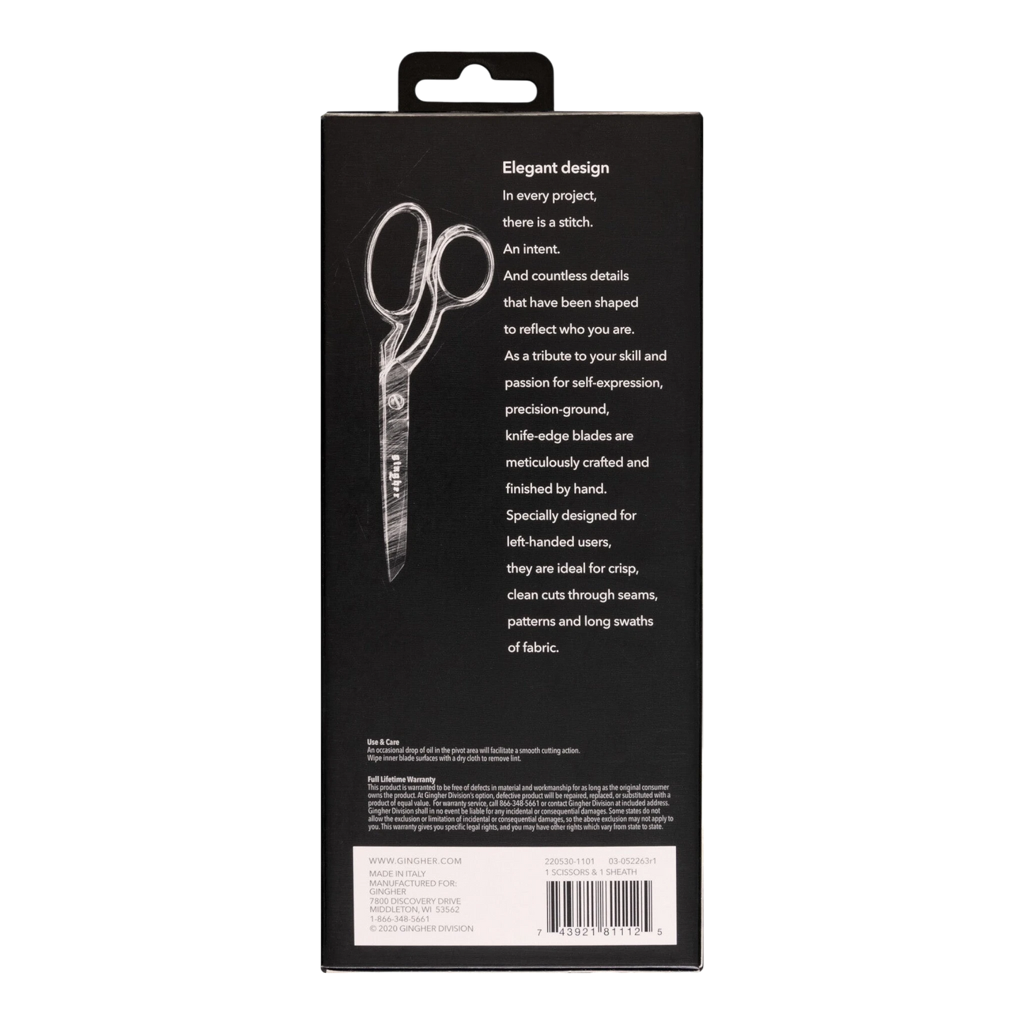 Gingher 203 mm Knife Edge LEFT Handed Scissor sewing and quilting product