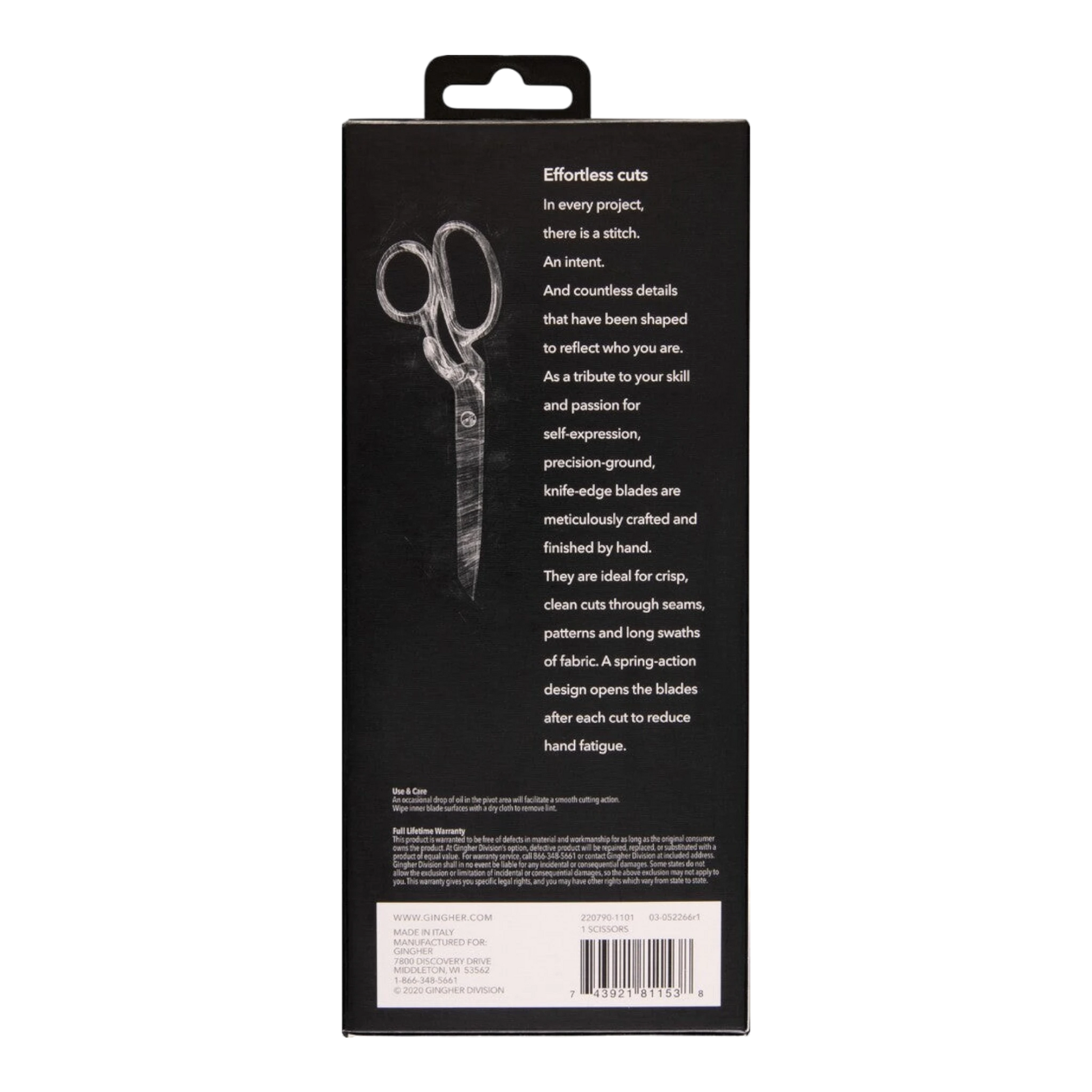 Gingher 203 mm Knife Edge Spring Action Dressmaker Shears , quilting and fabric cutting