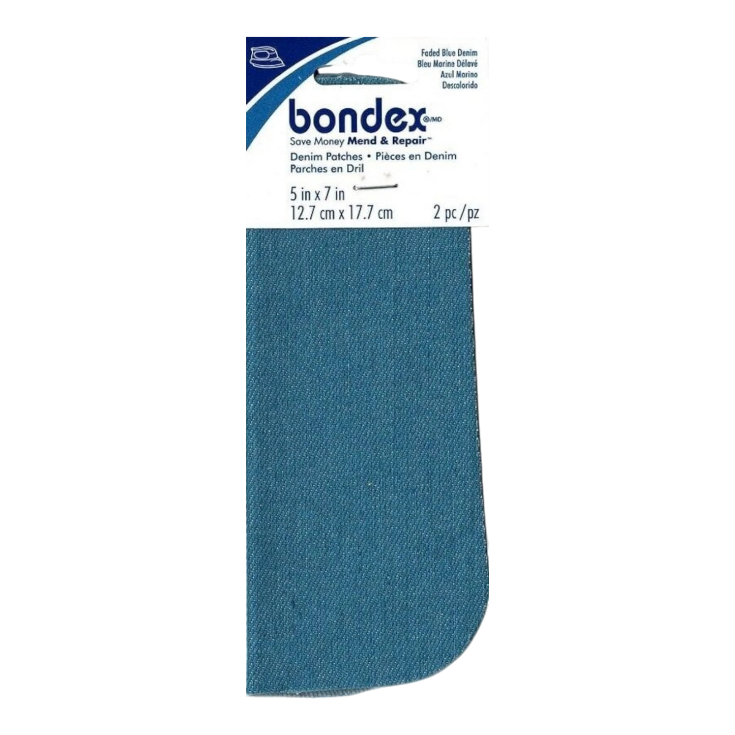 Bondex Iron-On Patches - Faded Denim for garment repair, mending and sewing projects