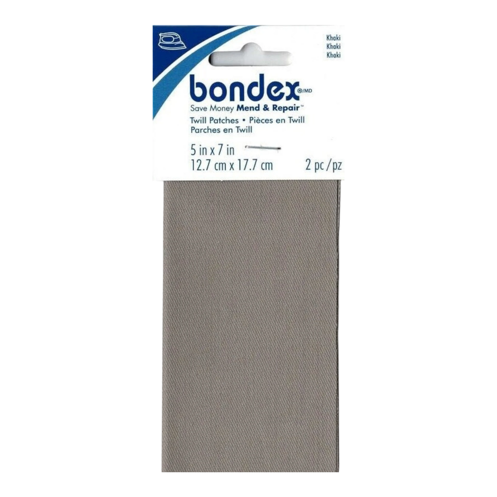 Bondex Iron-On Fabric Patches - Khaki for garment repair, mending and sewing projects