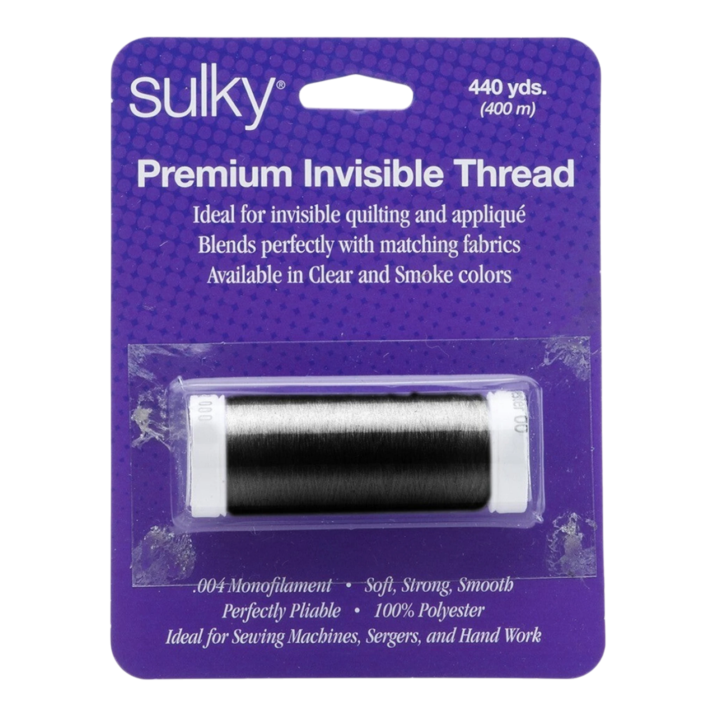 Sulky Invisible Polyester Thread .004 mm 440yds Smoke Carded , piecing and stitching