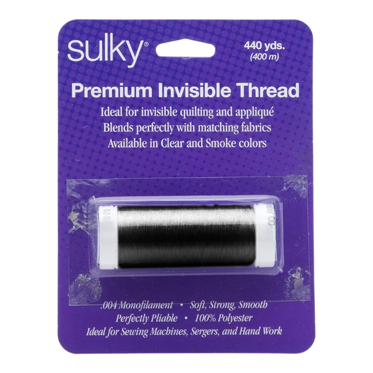 Sulky Invisible Polyester Thread .004 mm 440yds Smoke Carded , piecing and stitching