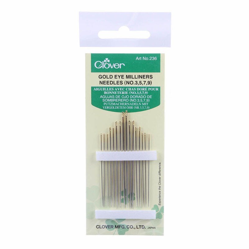 Clover Needle Gold Eye Milliner Size 3-9 , quilting and needlework