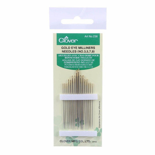 Clover Needle Gold Eye Milliner Size 3-9 , quilting and needlework
