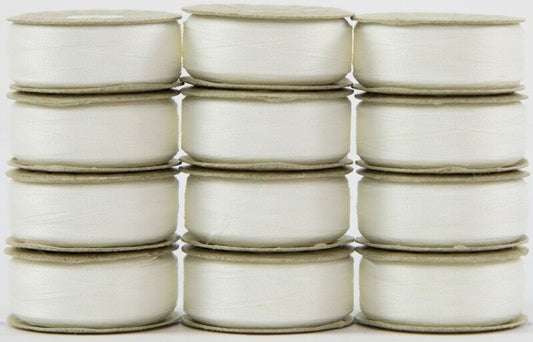 Bobbin L Style Prewound SuperBobs Lace White 12ct machine threading and quilting