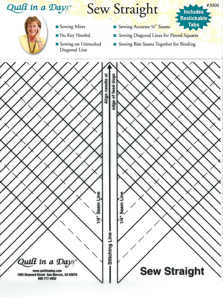 Sew Straight Template Ruler for precise cutting, marking and patchwork