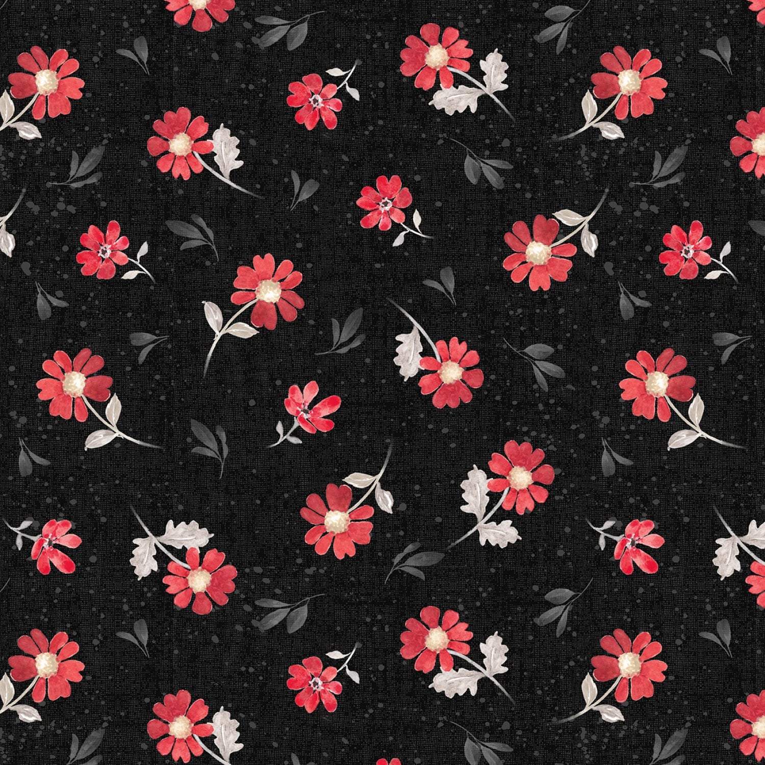 Scarlet Dreams- Medium Floral Toss-Black