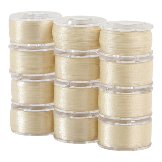 SuperBobs Polyester Bobbin 12pk Class 15 Cream machine threading and quilting