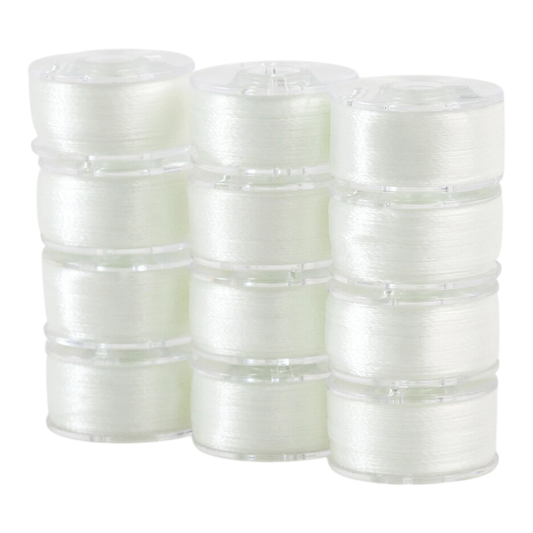 SuperBobs Polyester Bobbin 12pk Class 15 WHITE machine threading and quilting