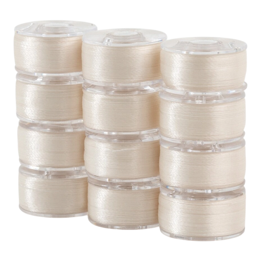 SuperBobs Polyester Bobbin 12pk Class 15 OFF WHITE machine threading and quilting