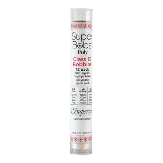SuperBobs Polyester Bobbin 12pk Class 15 Neutral