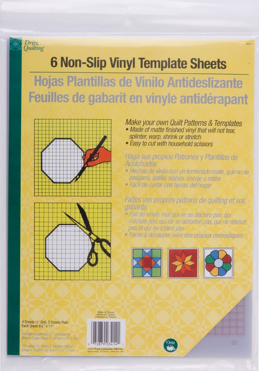 Non-Slip Vinyl Template Sheets - 6pc for bag making, sewing and craft projects