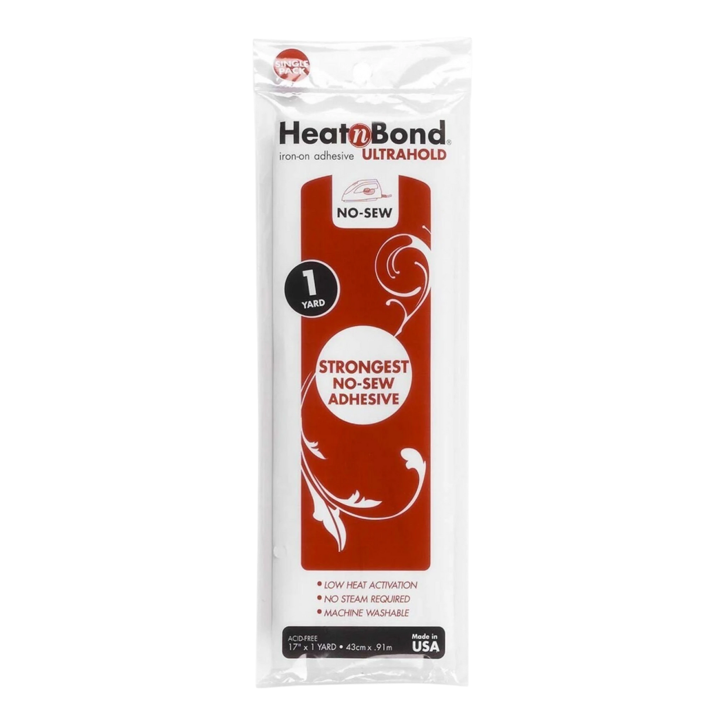 Heat n Bond Ultrahold 432 mm x 1 Yard Prepack for applique, sewing and fusible craft projects