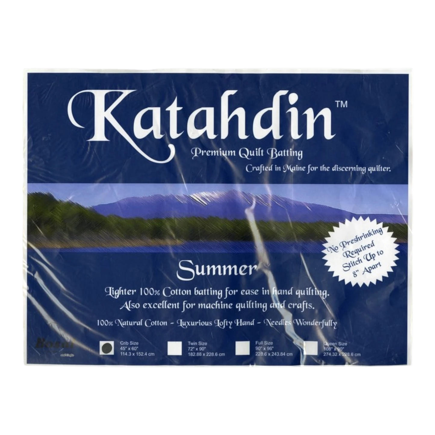 Katahdin Premium 100% Cotton Batting - Summer 3oz CRIB for patchwork, quilting and sewing