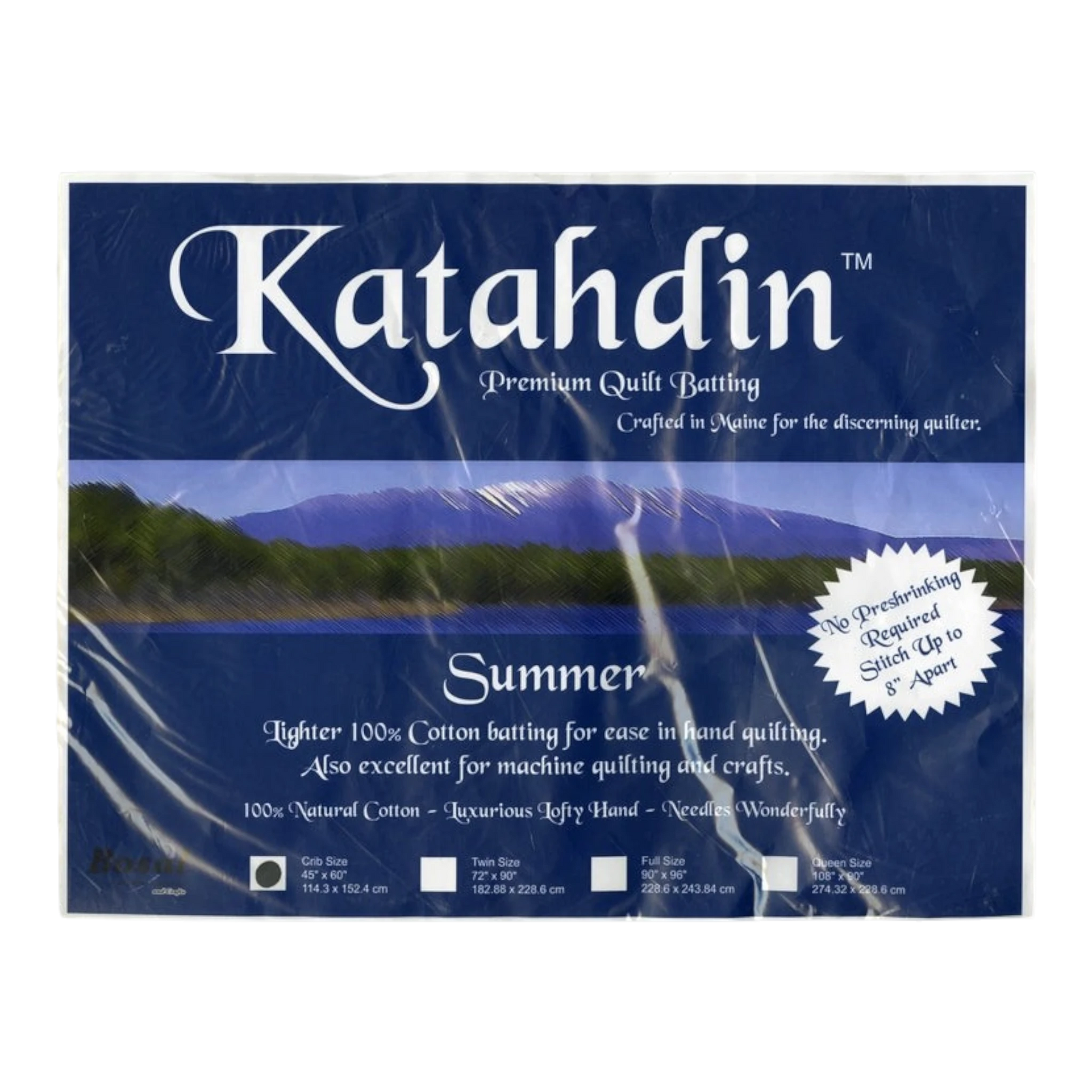 Katahdin Premium 100% Cotton Batting - Summer 3oz CRIB for patchwork, quilting and sewing