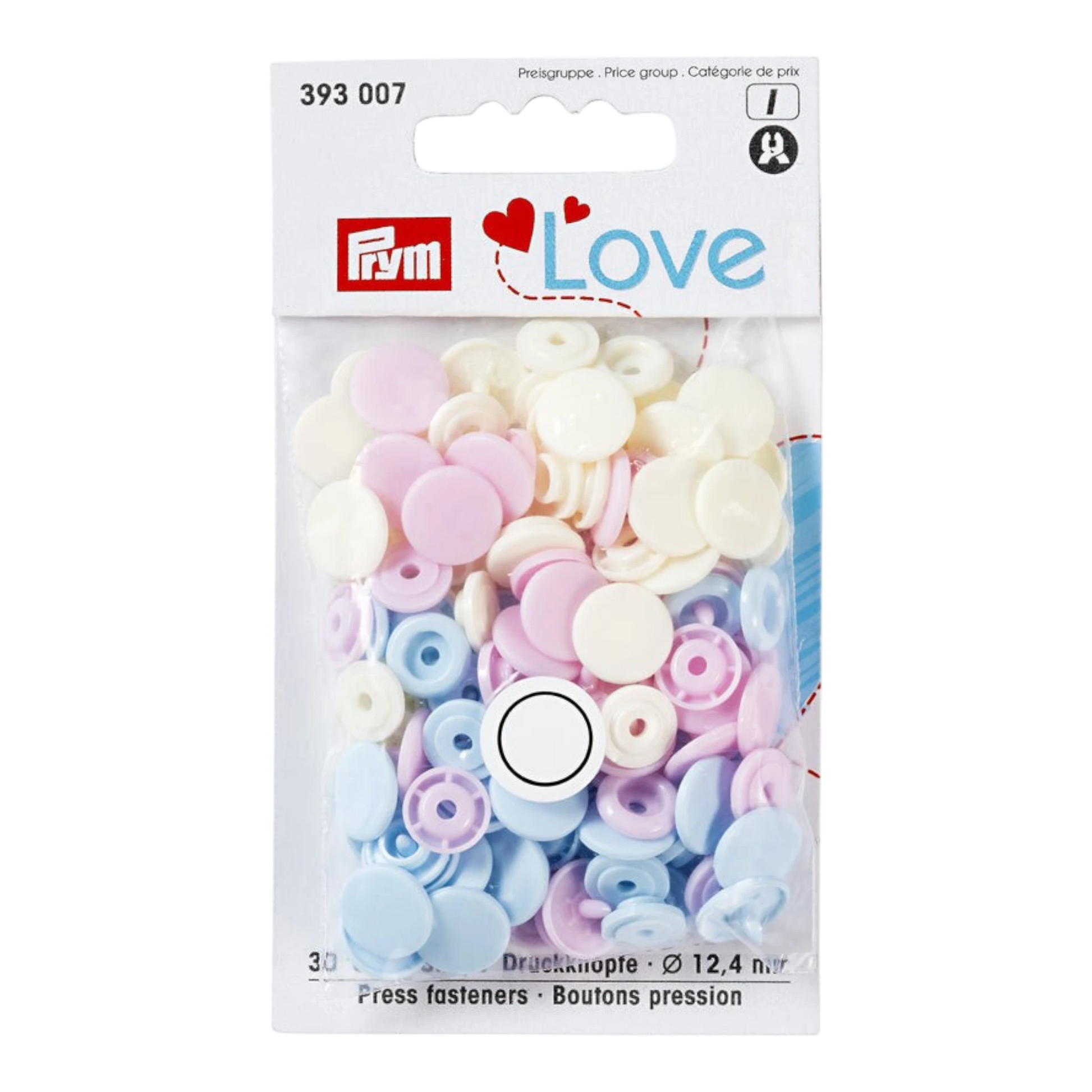 Prym Love - Colour Snap Fastener - ROSE/LIGHT BLUE/PEARL for bag making and sewing projects