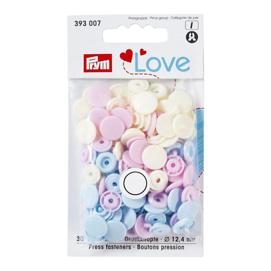 Prym Love - Colour Snap Fastener - ROSE/LIGHT BLUE/PEARL for bag making and sewing projects