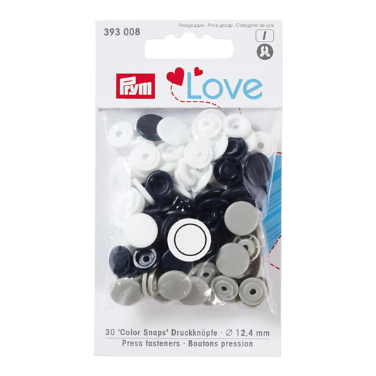 Prym Love - Colour Snap Fastener - NAVY BLUE/GREY/WHITE for bag making and sewing projects