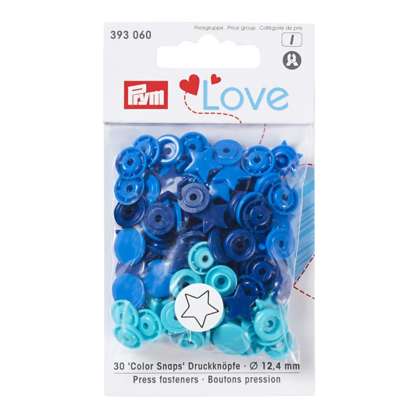 Prym Love - Colour Snap Fastener - STAR - BLUE/TURQUOISE/INK for bag making and sewing projects