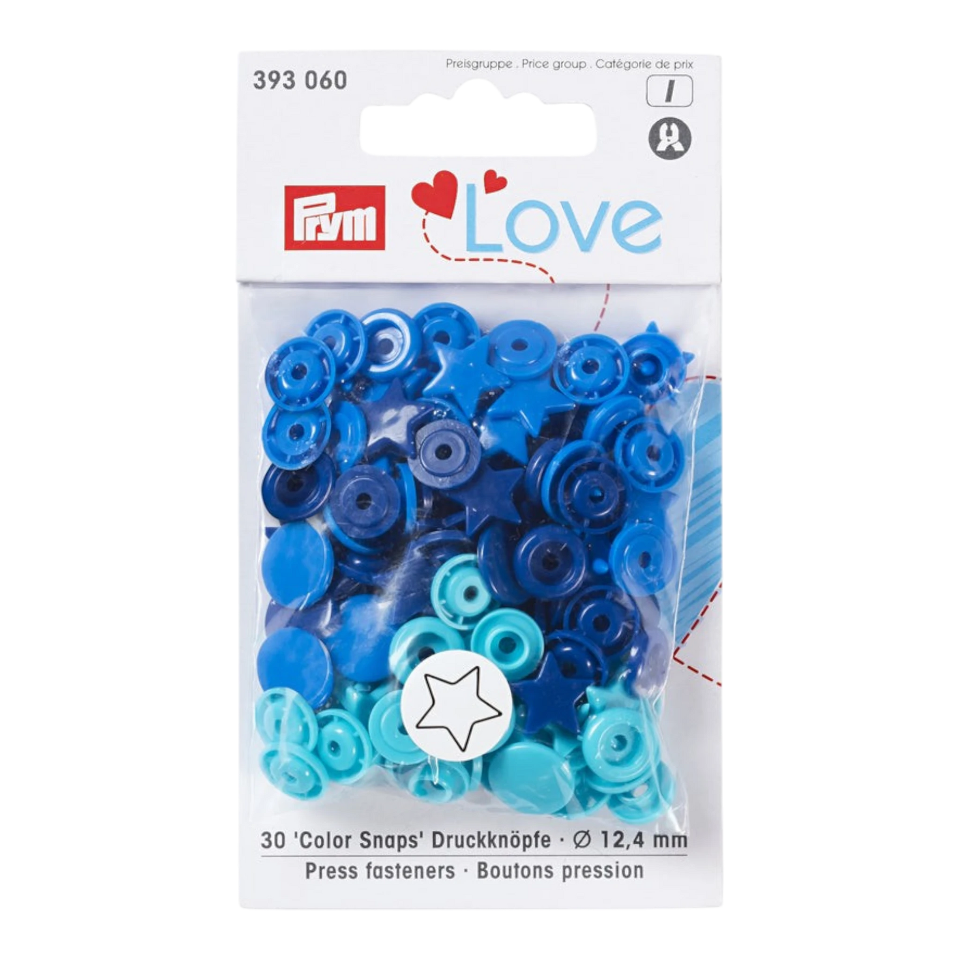 Prym Love - Colour Snap Fastener - STAR - BLUE/TURQUOISE/INK for bag making and sewing projects