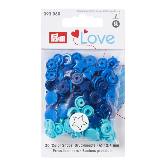 Prym Love - Colour Snap Fastener - STAR - BLUE/TURQUOISE/INK for bag making and sewing projects