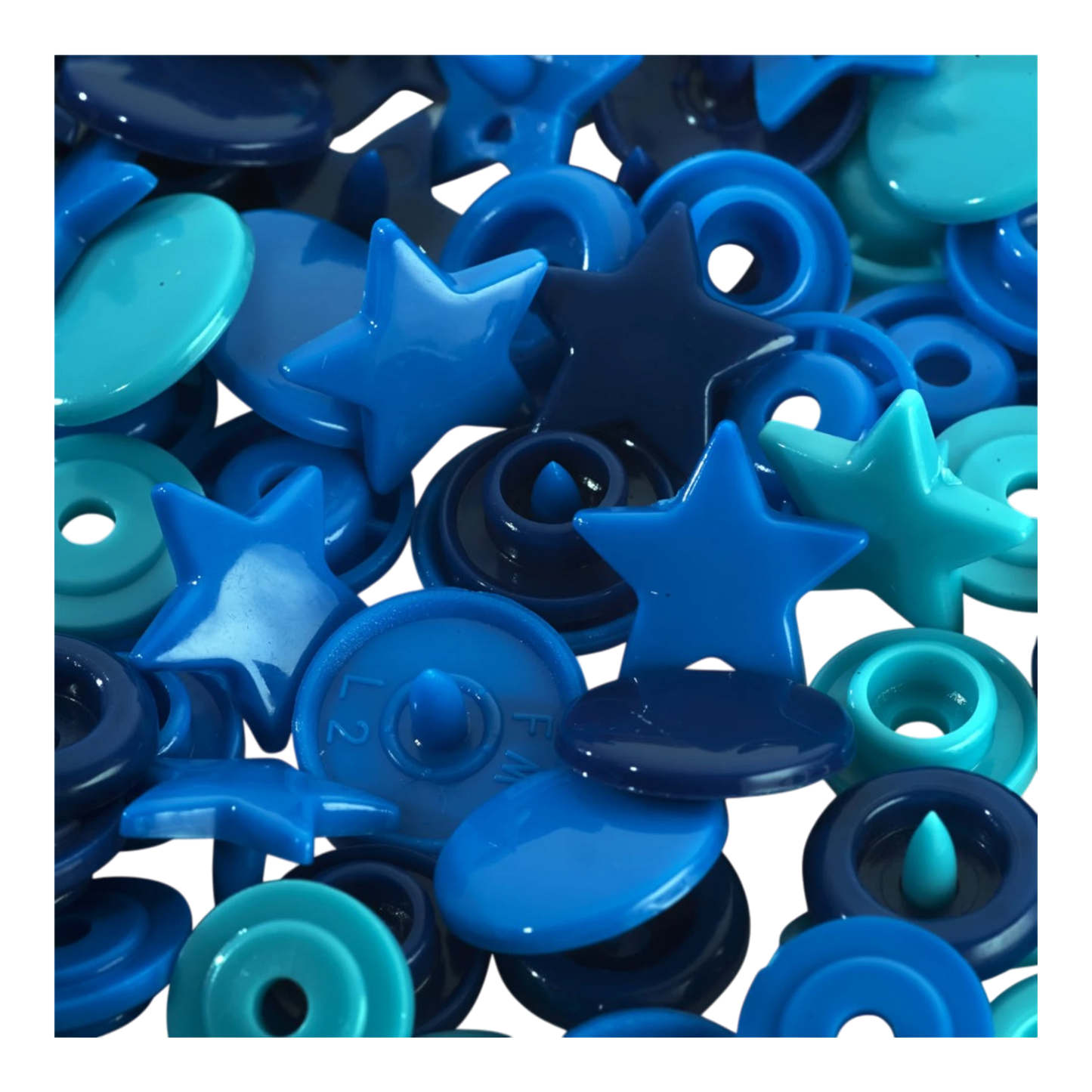Prym Love - Colour Snap Fastener - STAR - BLUE/TURQUOISE/INK for bag making and sewing projects