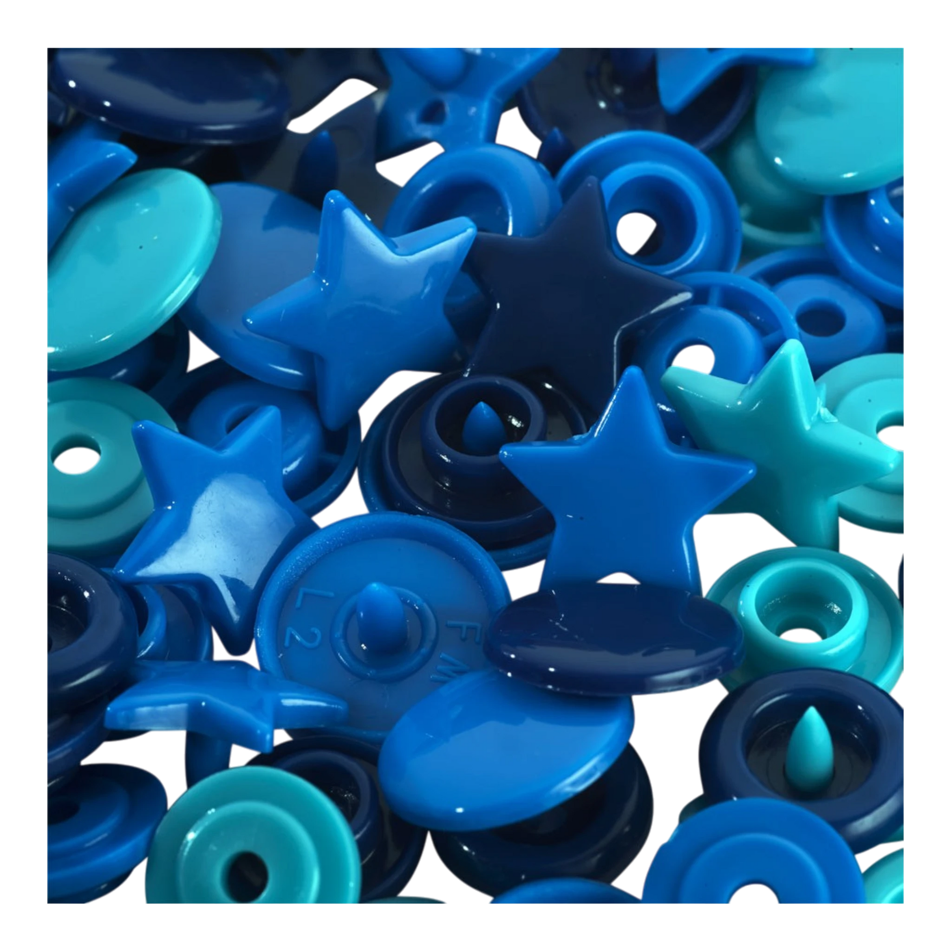 Prym Love - Colour Snap Fastener - STAR - BLUE/TURQUOISE/INK for bag making and sewing projects