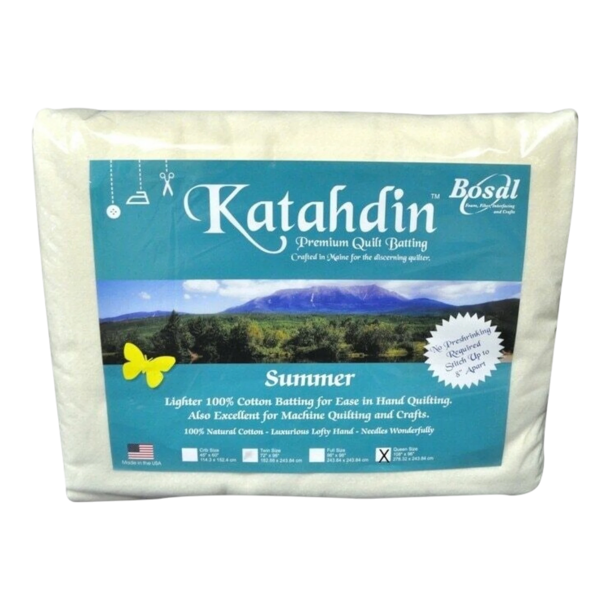 Katahdin Premium 100% Cotton Batting - Summer 3oz-Queen Size for patchwork, quilting and sewing