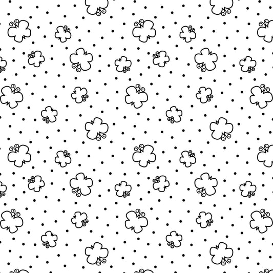 Shadow Blooms -White Butterflies & Dots