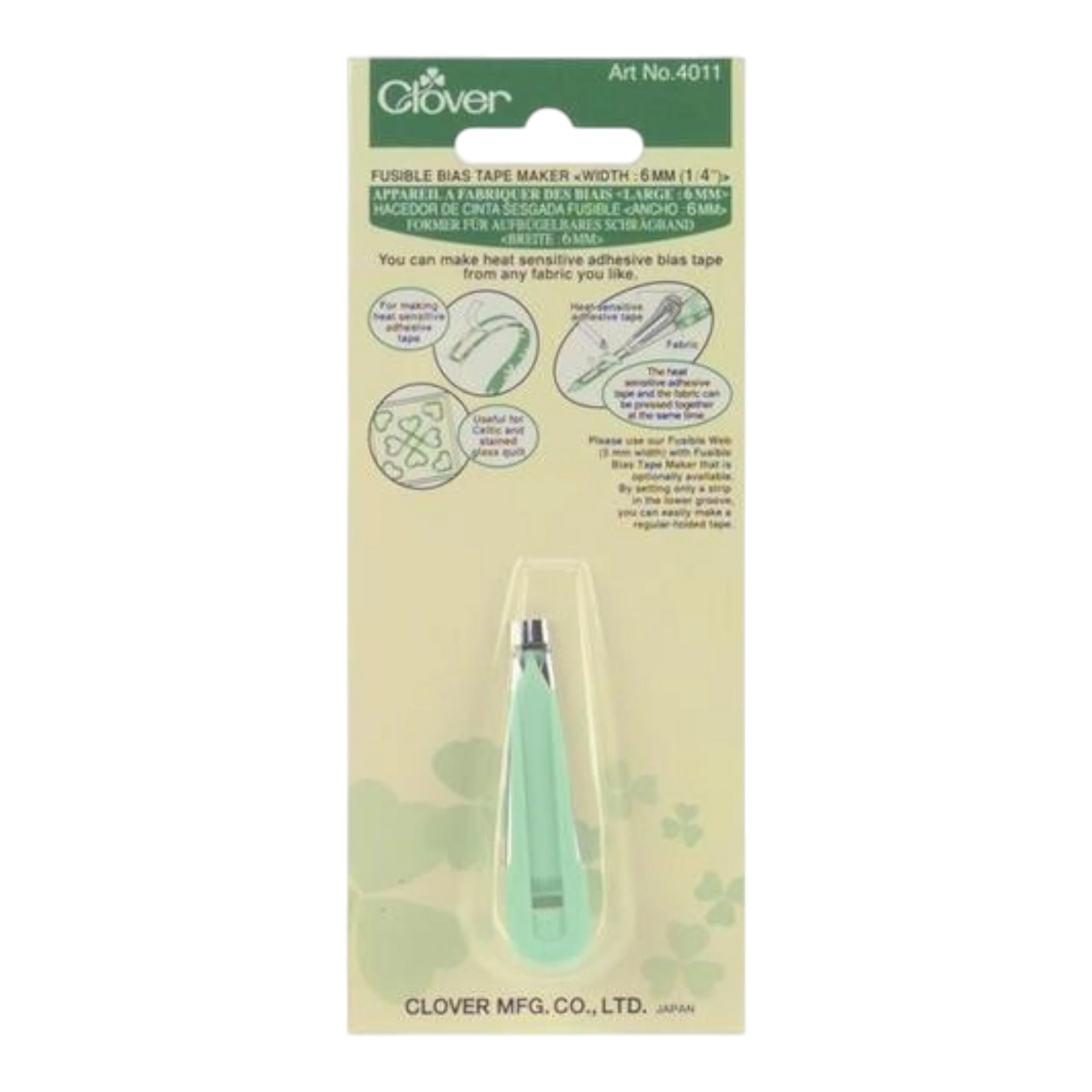 Clover Fusible Bias Tape Maker - 9 mm (3/8) , quilting and neat fabric finishing