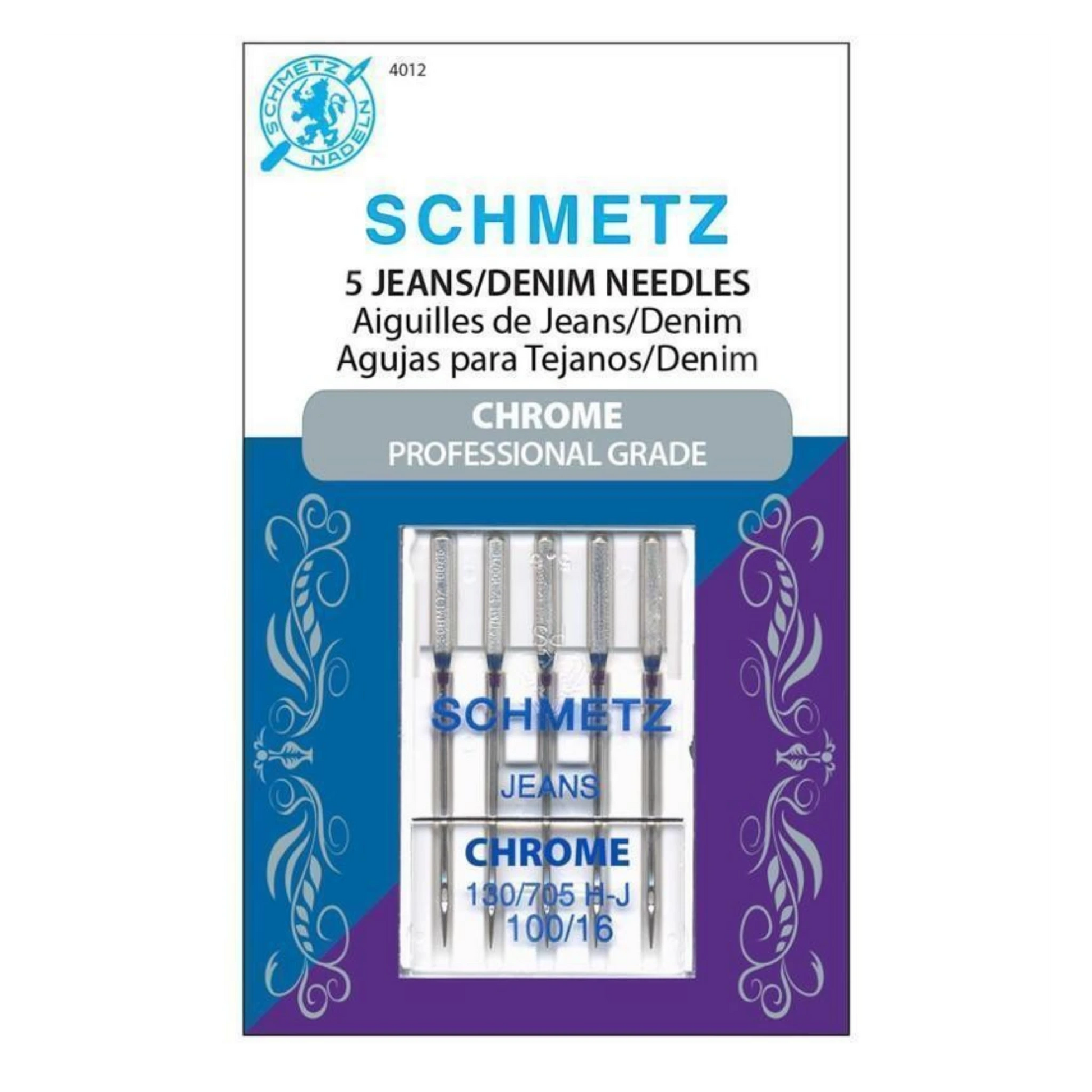Schmetz Needles - Chrome Jean and Denim 100/16 , quilting and needlework