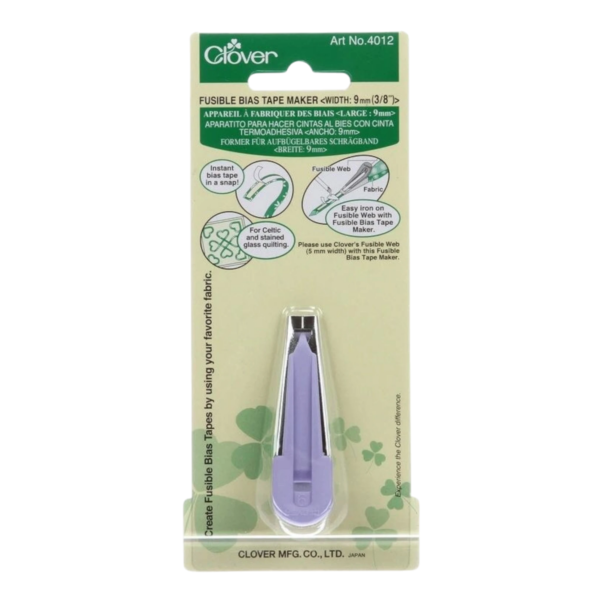 Clover Fusible Bias Tape Maker - 9 mm (3/8) , quilting and neat fabric finishing
