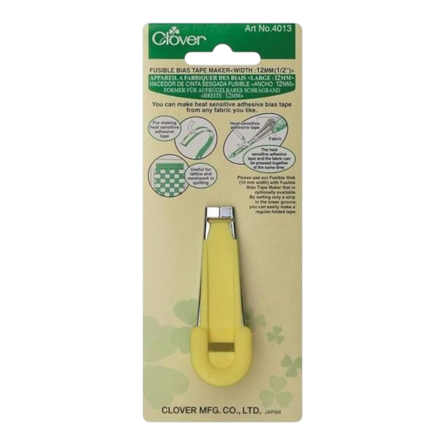 Clover Fusible Bias Tape Maker - 9 mm (3/8) , quilting and neat fabric finishing