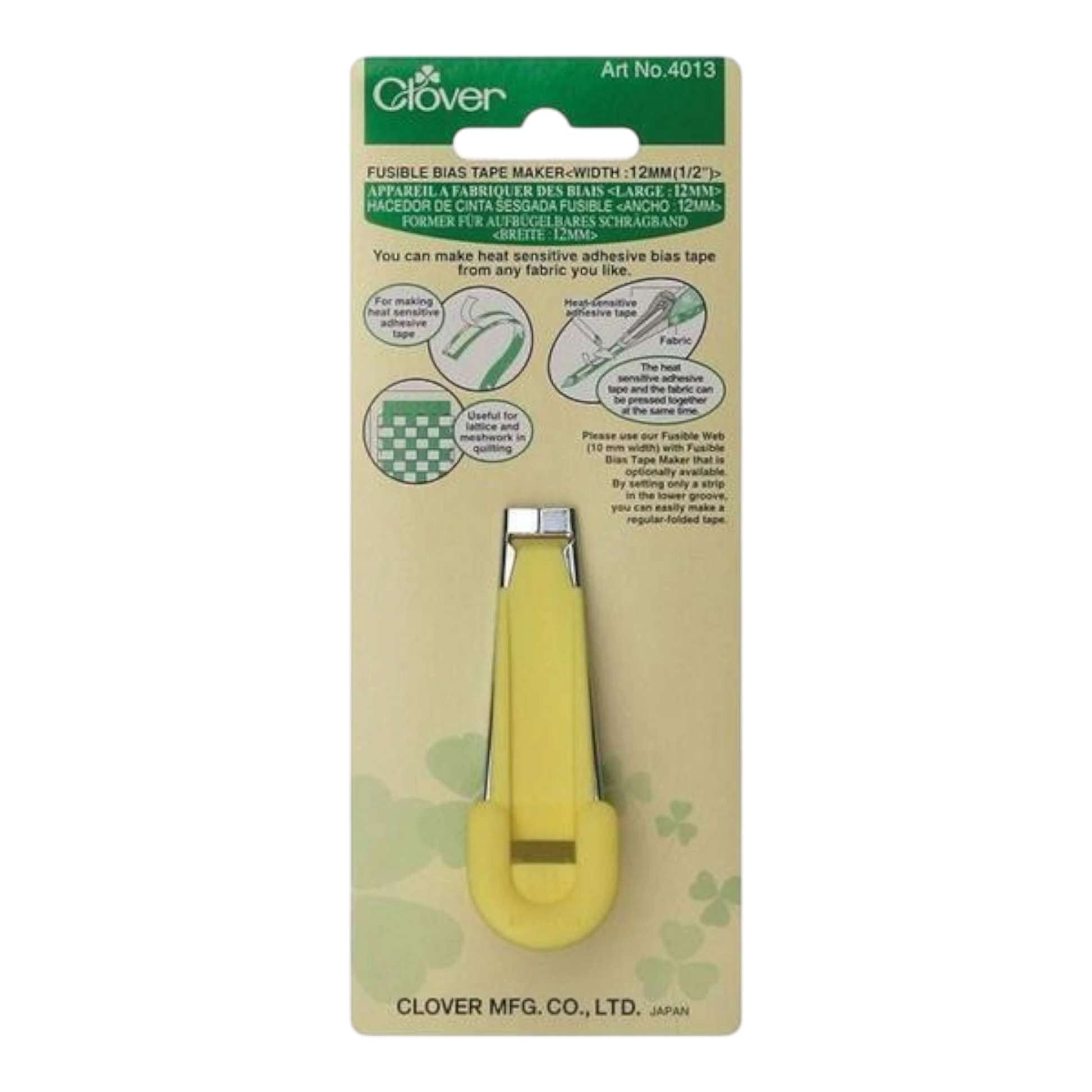 Clover Fusible Bias Tape Maker - 9 mm (3/8) , quilting and neat fabric finishing
