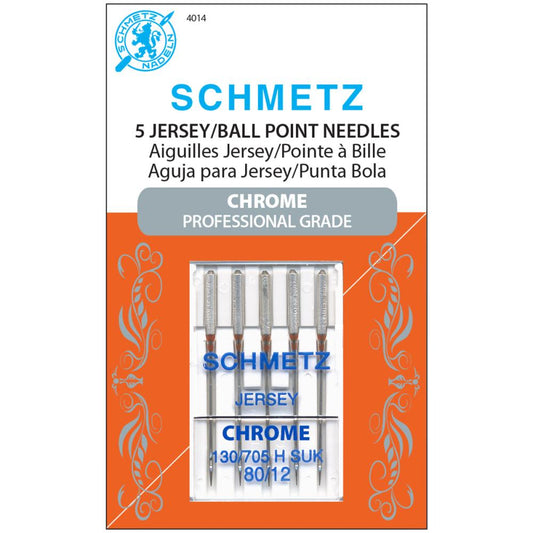 Schmetz Chrome Jersey/Ball Point Machine Needles – 80/12 – 5 Pack