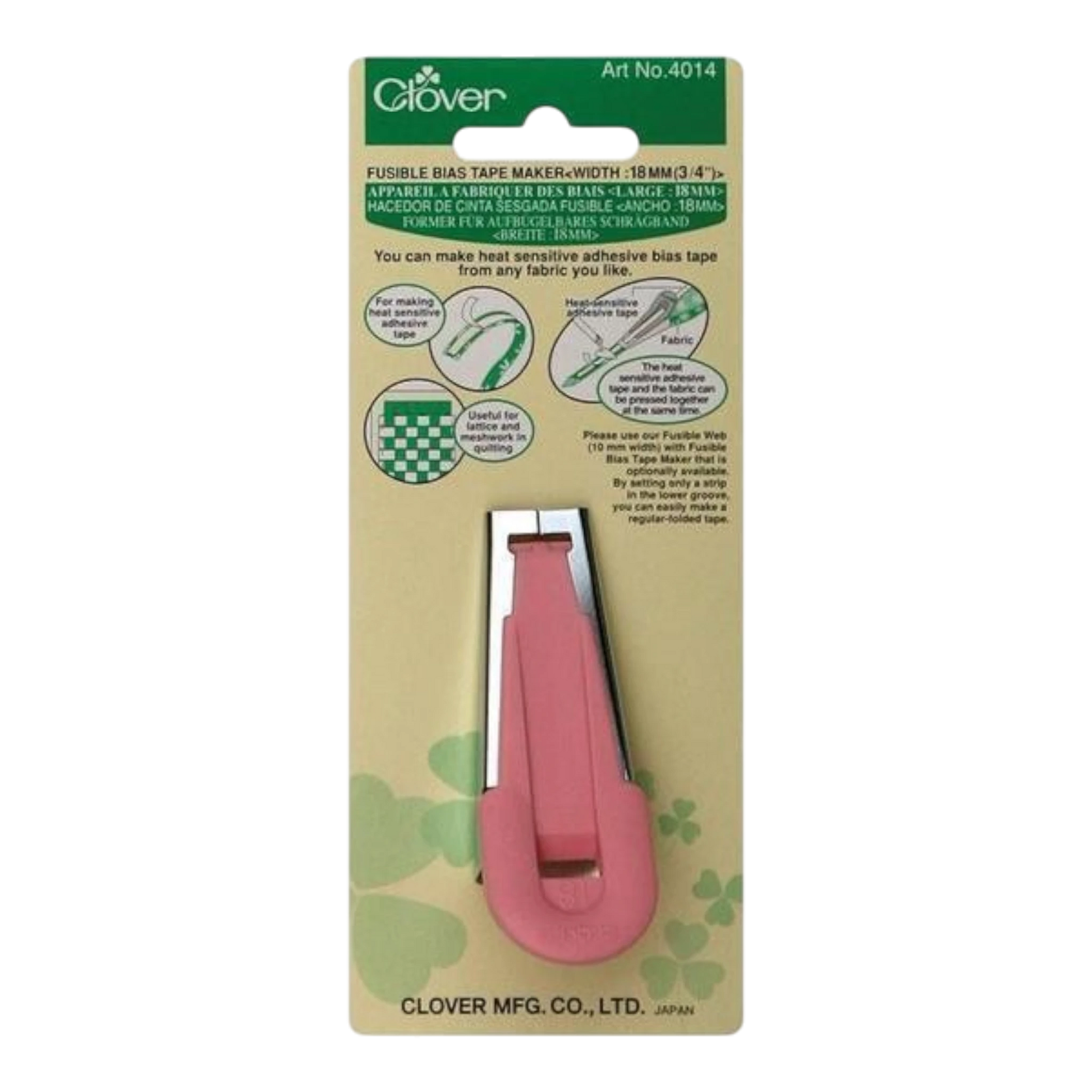 Clover Fusible Bias Tape Maker - 9 mm (3/8) , quilting and neat fabric finishing