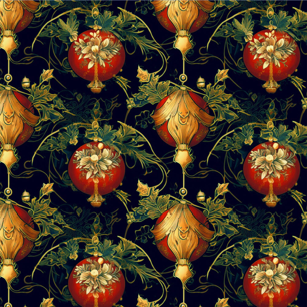 Baubles & Mistletoe - Black Christmas sewing and quilting product
