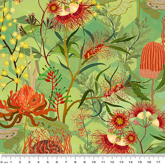 Honeycomb Harmony - Australian Wildflower GREEN sewing and quilting product